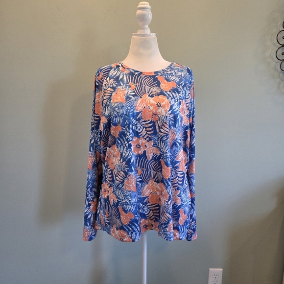 Columbia Long Sleeve Performance Fishing Gear Floral Sun Protection Top Size 2X - Picture 2 of 11